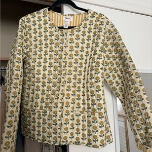 Japna Floral Utility Jacket - Cream and Green